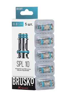 Испарители BRUSKO NEVOKS SPL 10 FEELIN/FEELIN MINI 0.8Ω (5шт/упак), изображение 1